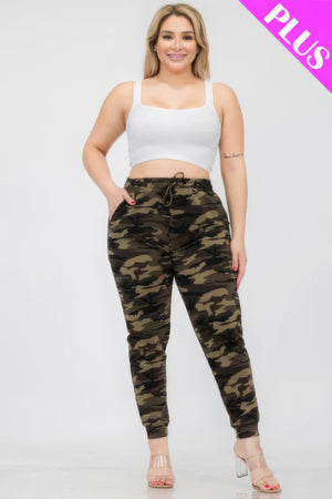 Plus Size French Terry Camo Print Joggers